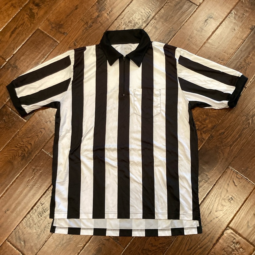 Men’s Smitty Collared Black White Referee Shirt Size XL USED